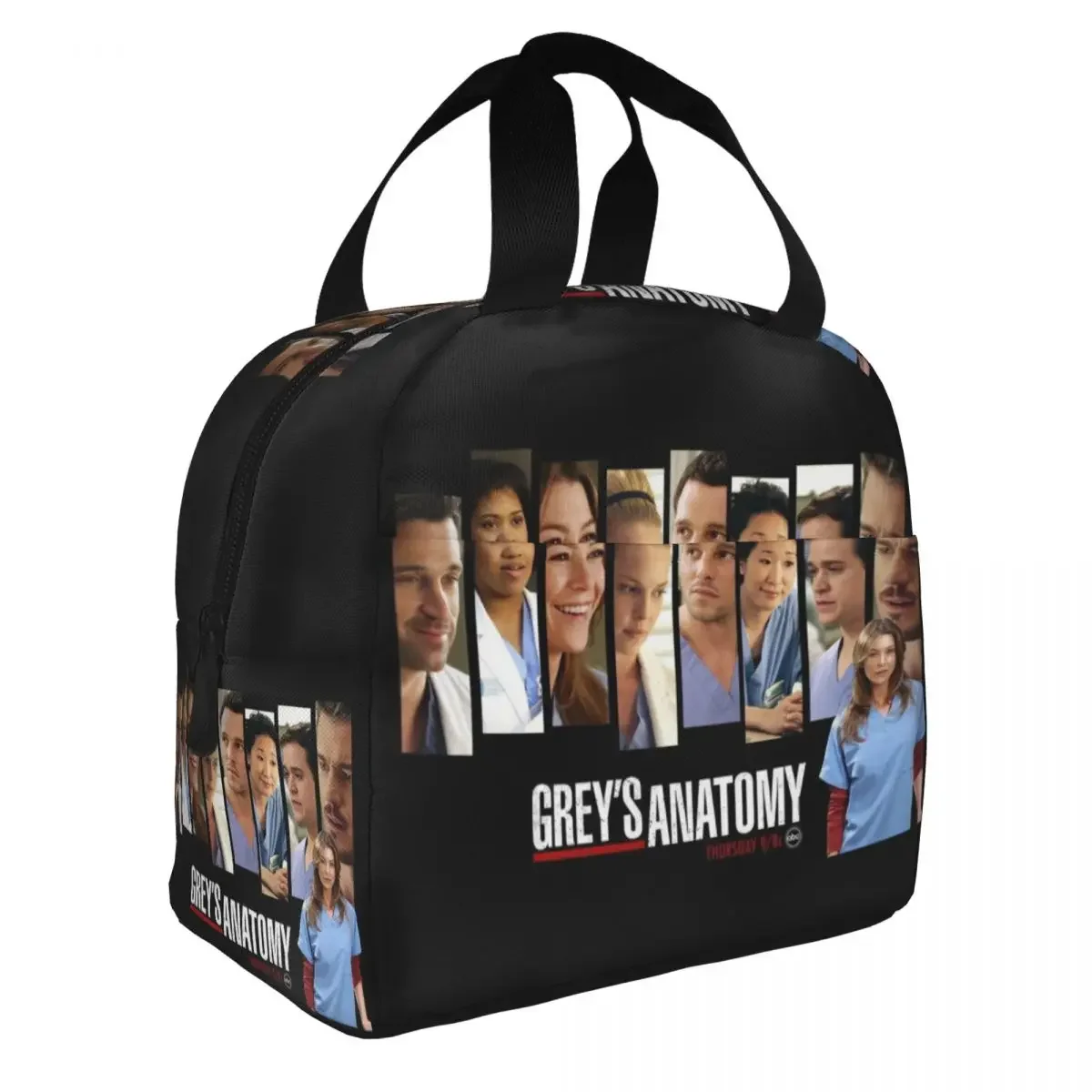 Greys Anatomy Insulated Lunch Tote Bag for Women Kids Portable Cooler Thermal Lunch Box Work School Picnic Food Container Bags