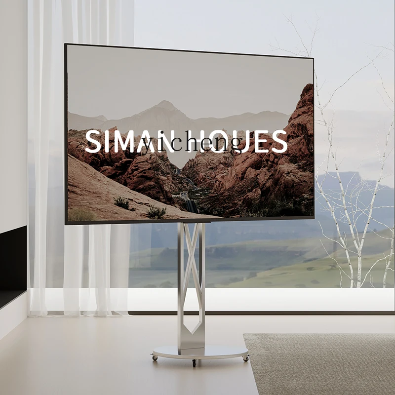 

HJ removable TV bracket floor living room stainless steel with wheel metal hanger 55/65/75/85 inch