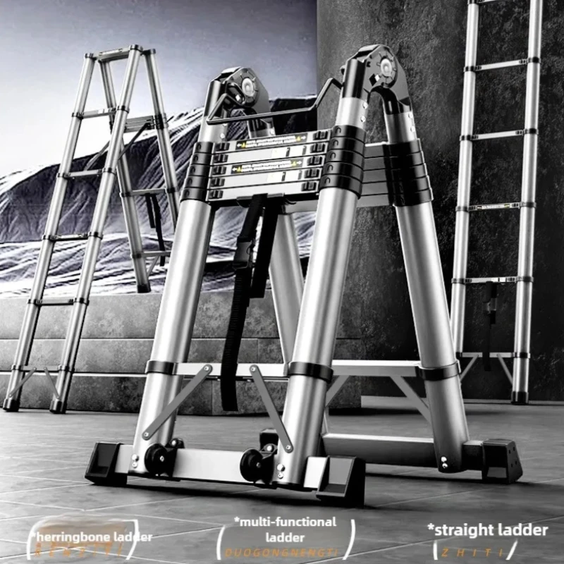 Multi functional stainless steel telescopic ladder, straight ladder, zigzag ladder, household folding ladder, engineering ladder