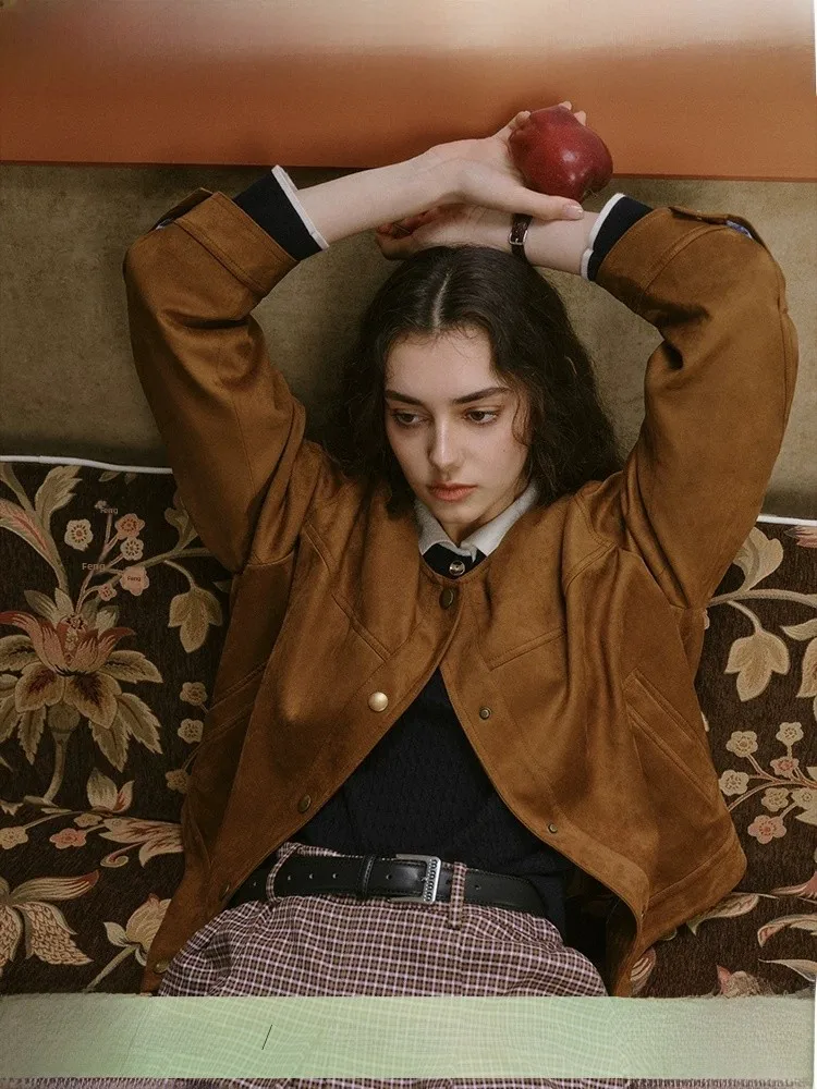

Warm a Retro round Ne ort Jaet Large Size Women's Casual Sle Coat Unique Bundle Autumn Faion New Arrival