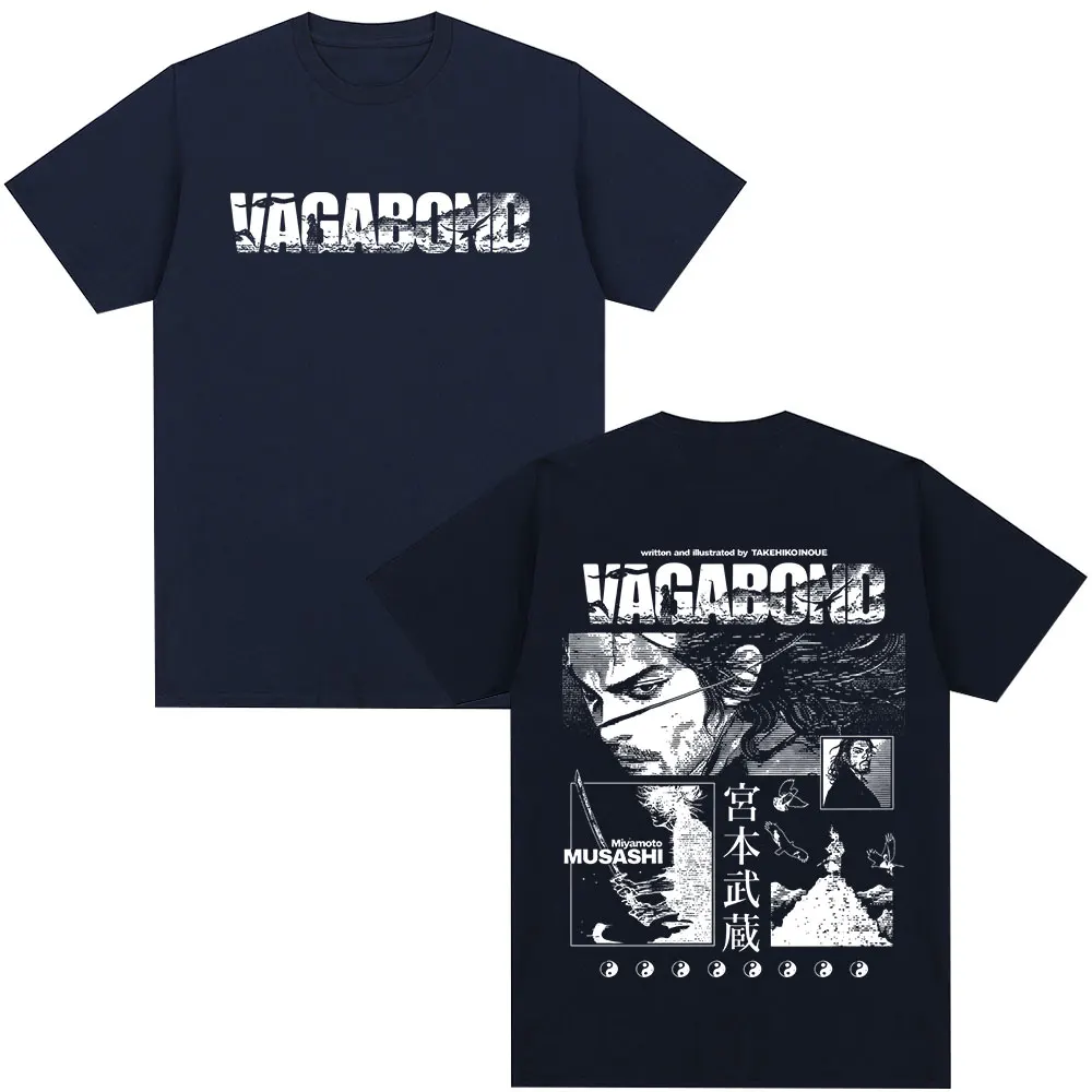 Anime Vagabond Miyamoto Musashi Manga T-Shirts Männer Frauen Kleidung Sommer Casual Baumwolle Kurzarm Übergroßes T-Shirt Streetwear – Detail 4