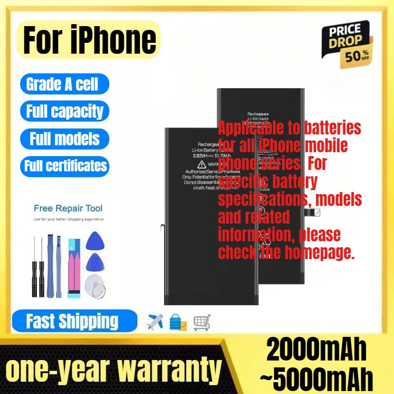 Battery for IPhone 5//6/6S/6SP/7/7P/8/8P/X/XS/XSM/XR/11/11Pro/11PM/12/12mini/12Pro/12PM/13/13mini/13Pro/13PM/14/14P/14Pro/14PM