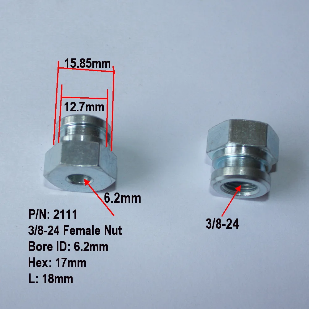 

3/8-24 Внутренняя гайка с отверстием 6,2 мм