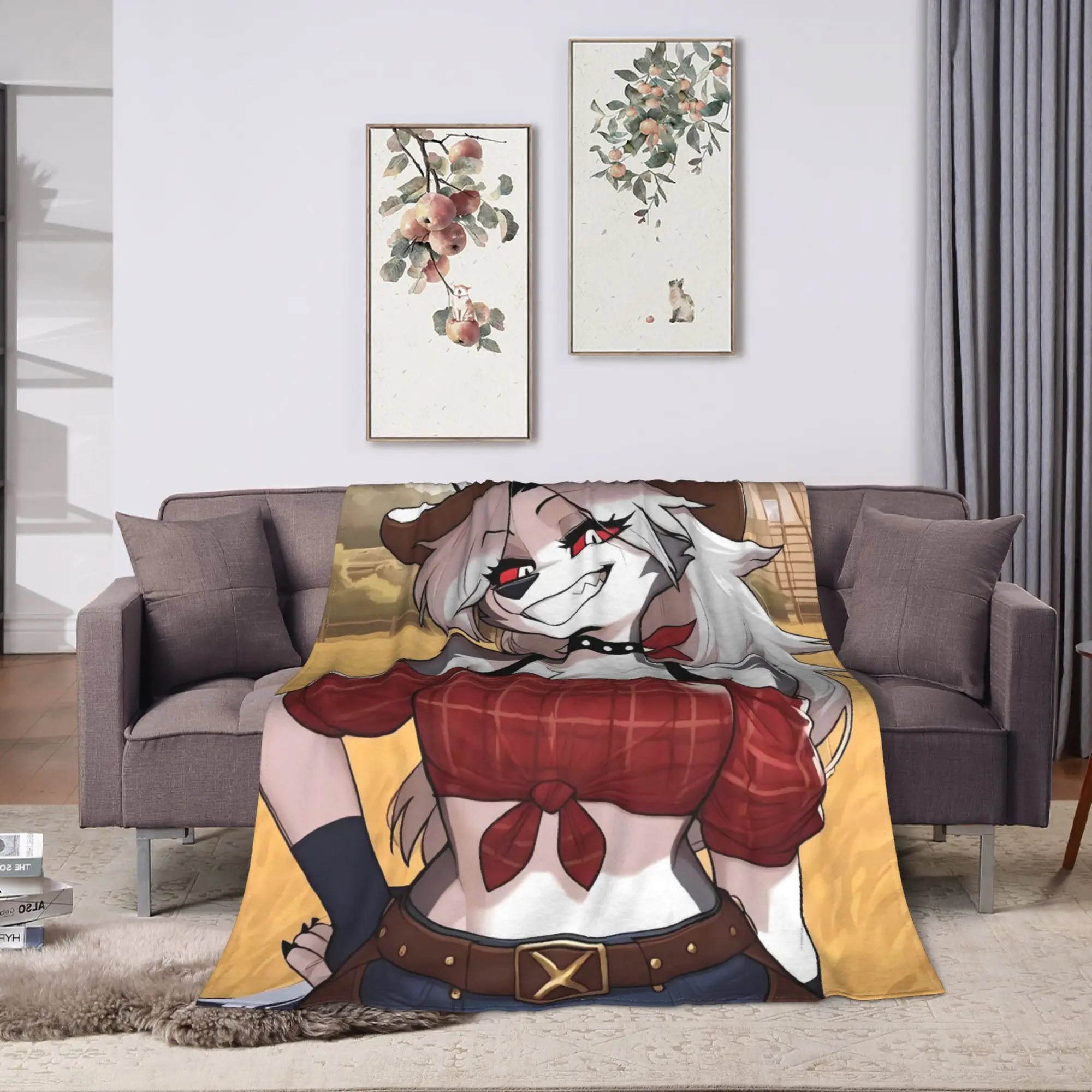 Helluva Boss Loona Blanket  Warm Soft Aesthetic Plush Bedding Throws For Couch Bed Travel Office Flannel Bedspread Bed Cover
