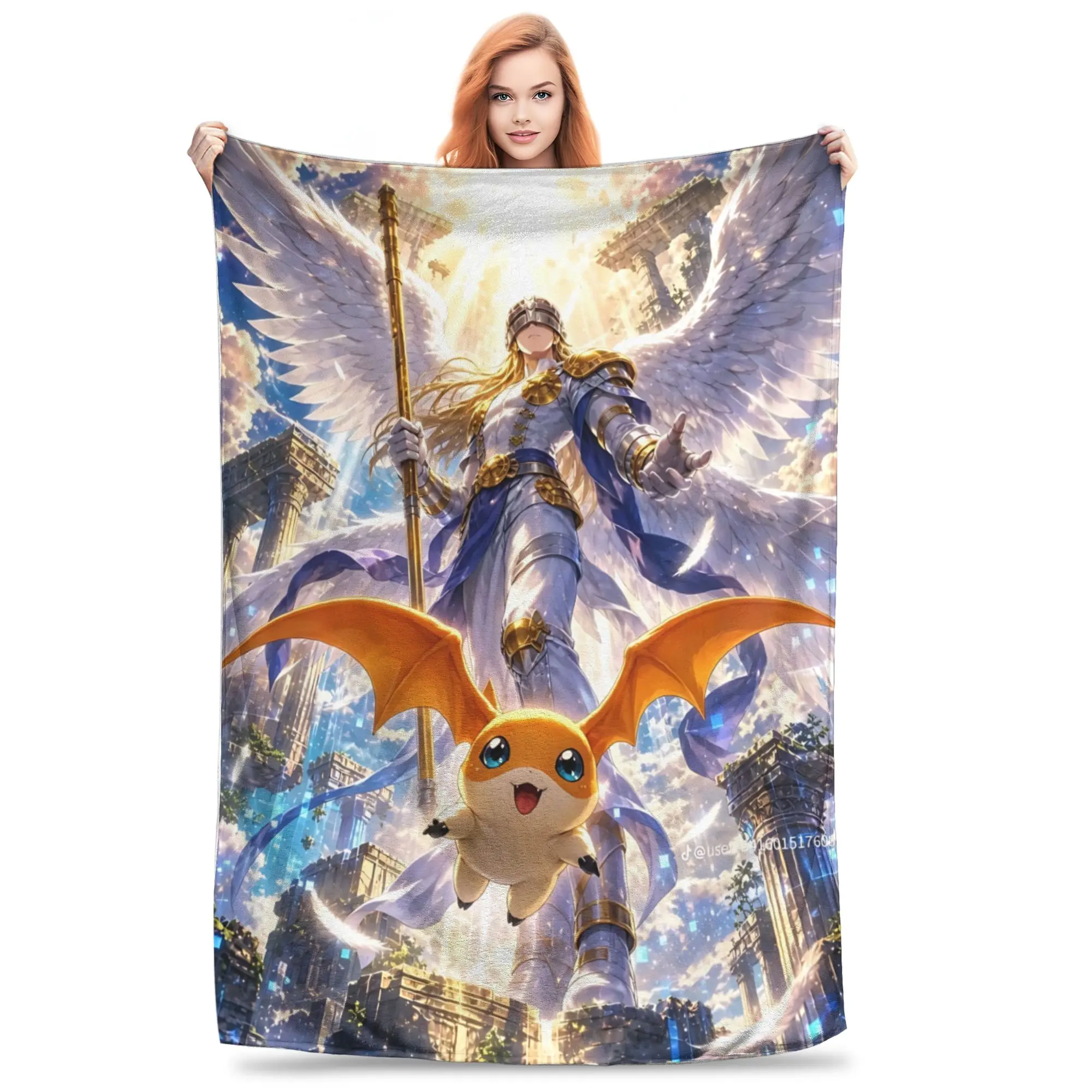 1PC Digimon Adventures  Winter Blankets for Adults Bedding Home Interior Sofa Knee