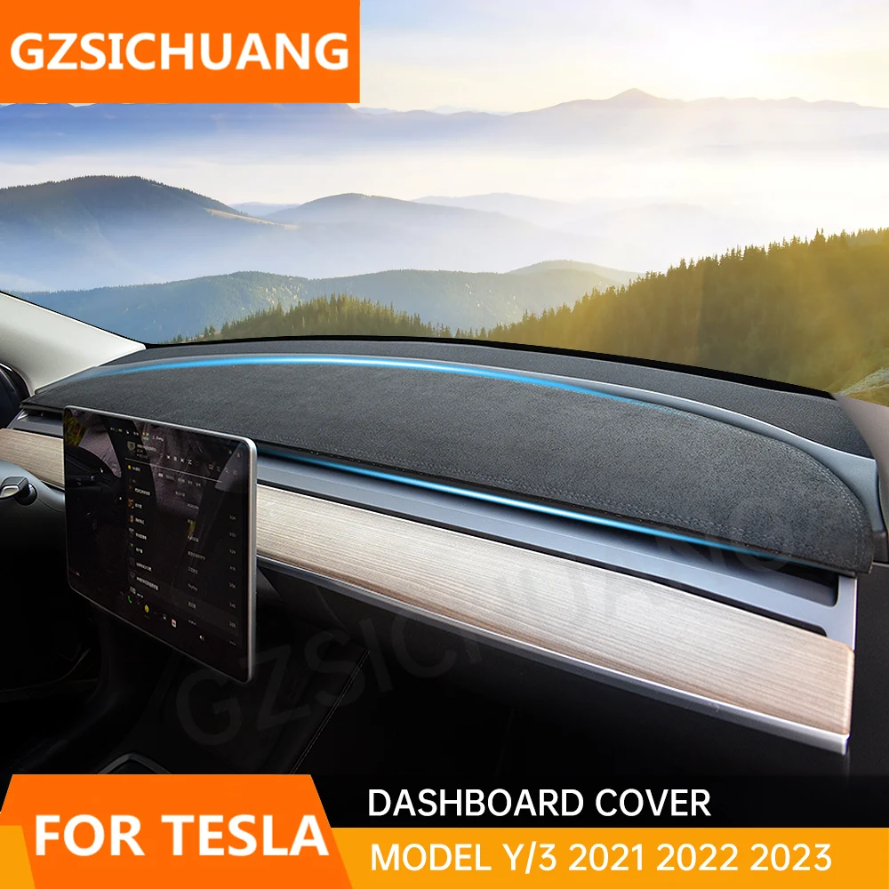

For Tesla Model 3 2017-2023 Model Y 2020-2024 Car Dashboard Cover Sunshade Protector Non-slip Anti-UV Dash Mat Car Accessories