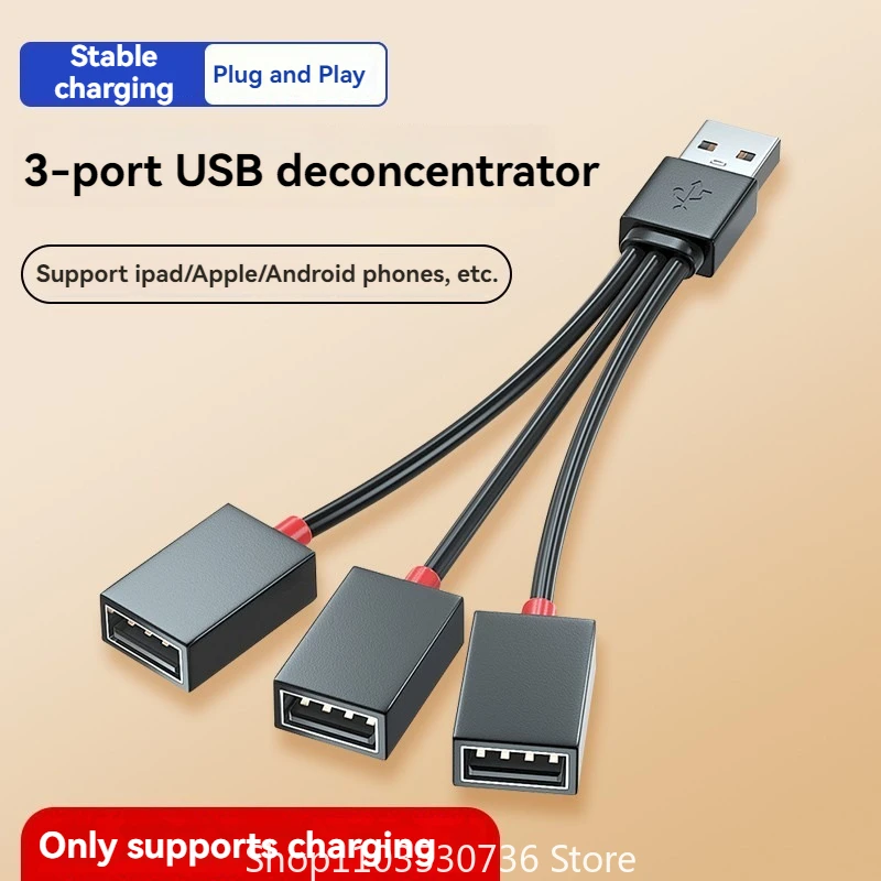 

1 в 3 выхода USB-концентратор Автомобильный USB-разветвитель Многофункциональный адаптер Шнур Зарядный кабель для смартфона Iphone Android для Xiaomi
