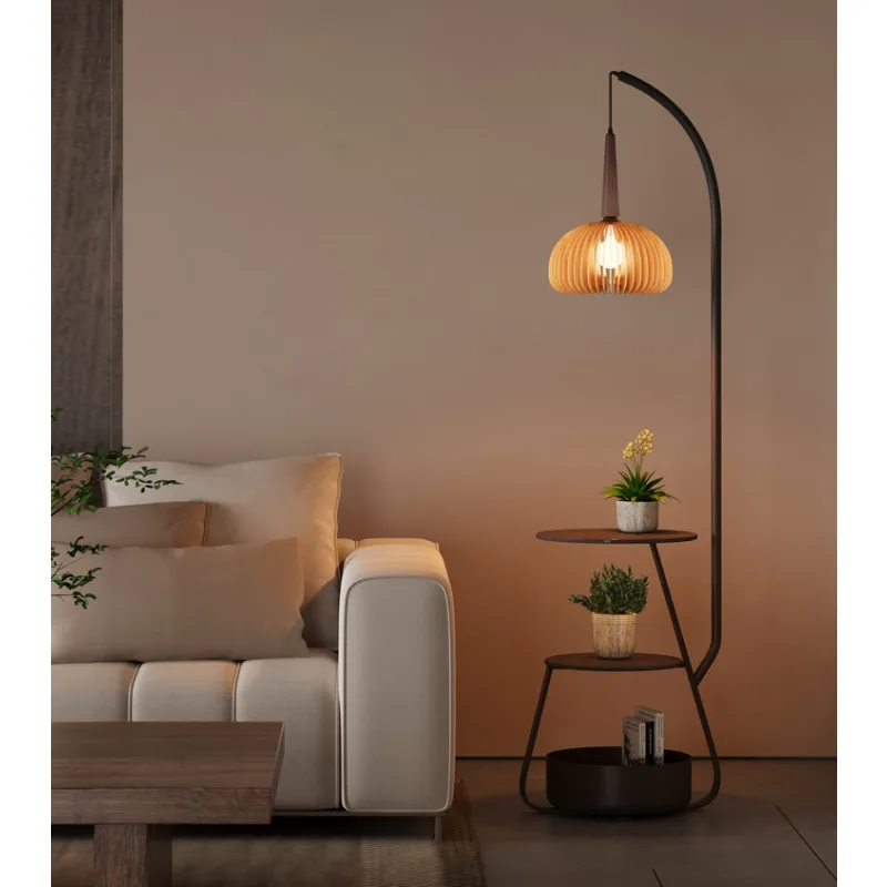 

American Vintage Pumpkin Led Floor Lamps for Living Room Sofa Beside Ambient Lights Remote Control Dim Standing Light Home Decor