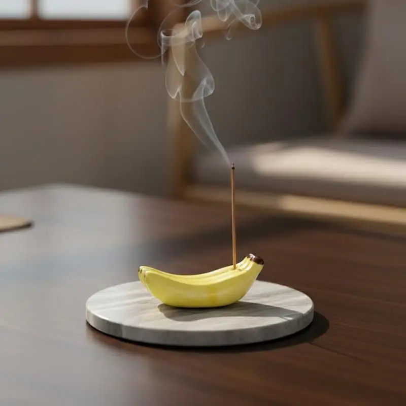 1pc Ceramic Cute Bananas Incense Stick Holder Incense Insertion Incense Tray Home Decor Office Teahouse Living Room Ornament