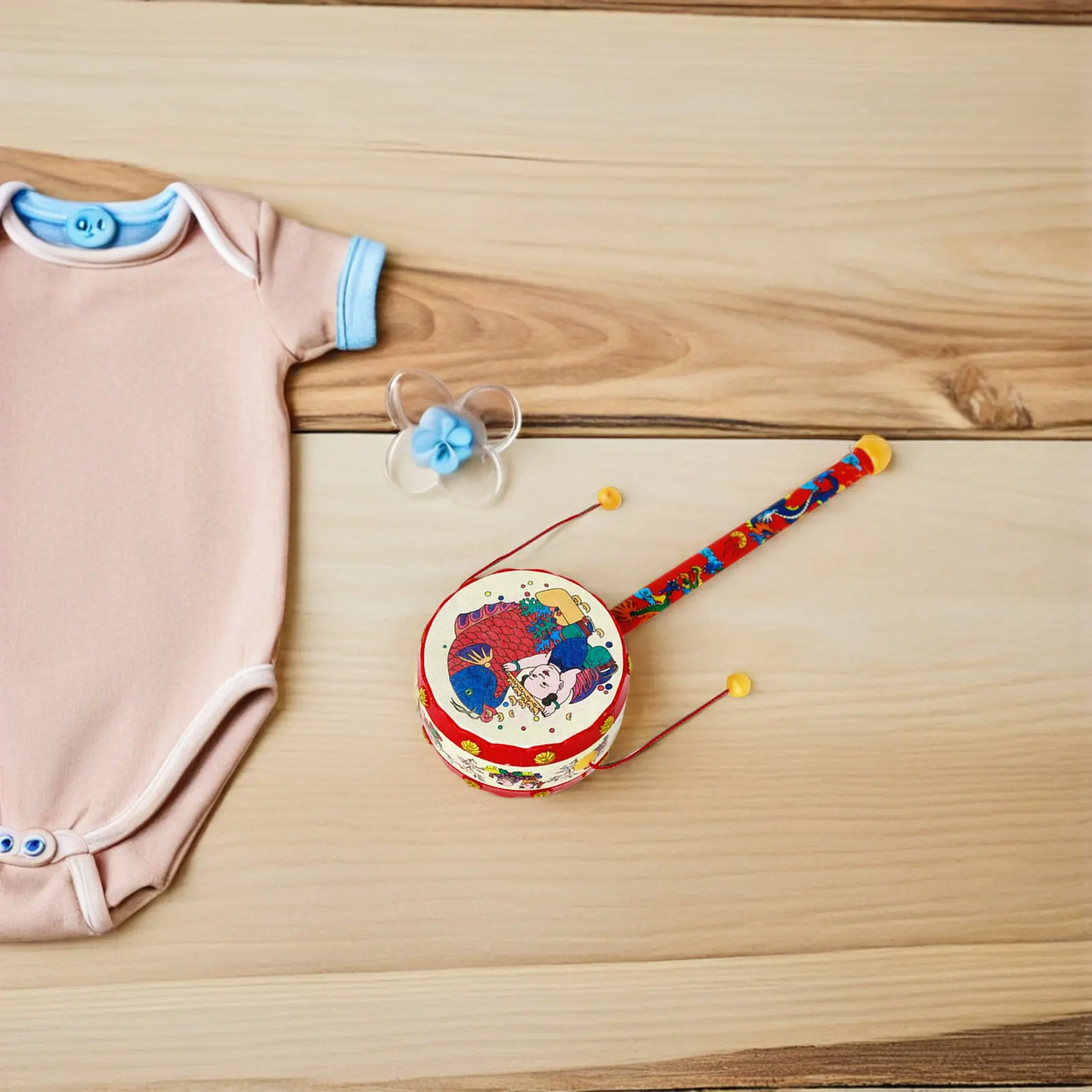 

Деревянная погремушка-погремушка для новорожденных с традиционным китайским узором для мальчиков, для стимуляции слуха, развития хватательных навыков и сенсорной активности