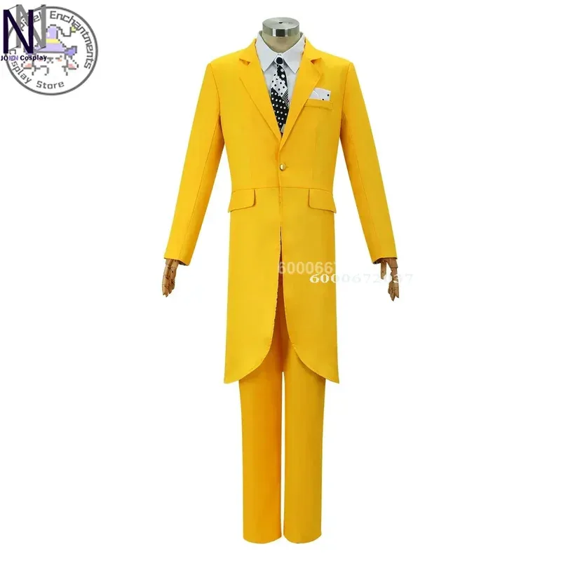 Máscara de Halloween, traje amarillo de Jim Carrey y disfraz de Cosplay, traje de juego de rol masculino, nueva ropa de Cosplay para fiesta de Halloween