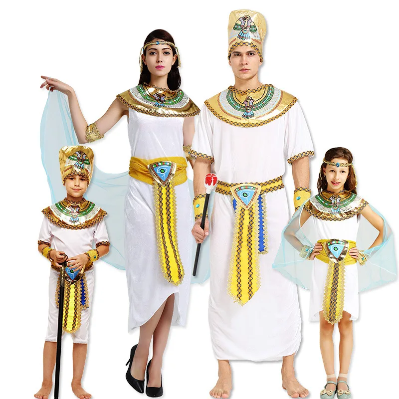 

Carnival Kids Costume Ancient Egypt King Pharaoh Adult Cosplay Nile Boys Girls Party Gift Children Clothes