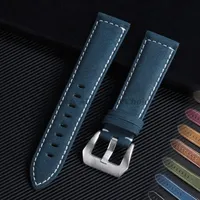 Vintage Matte Watch Strap Genuine Leather Watchband 18mm 20mm 22mm 24mm for Panerai Women Men Sport Wristband BlueBrown Bracelet