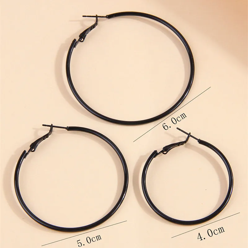 Fashion Punk Style Black Hoop Earrings Geometric Shaped Hoop Earrings Fashion Jewelry