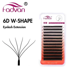 FADVAN 신상 6D - W 모양 속눈썹 연장, 0.07 C/D/L, 8-15mm, 부드럽고 자연스러운 전문 속눈썹