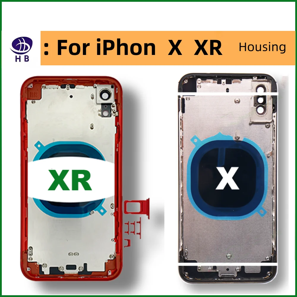 Battery Back Housing For iPhone XS Xsmax Back Cover + Mid Chassis Frame + SIM Tray+Side Key XS MAX Replaced X XR Middle Frame