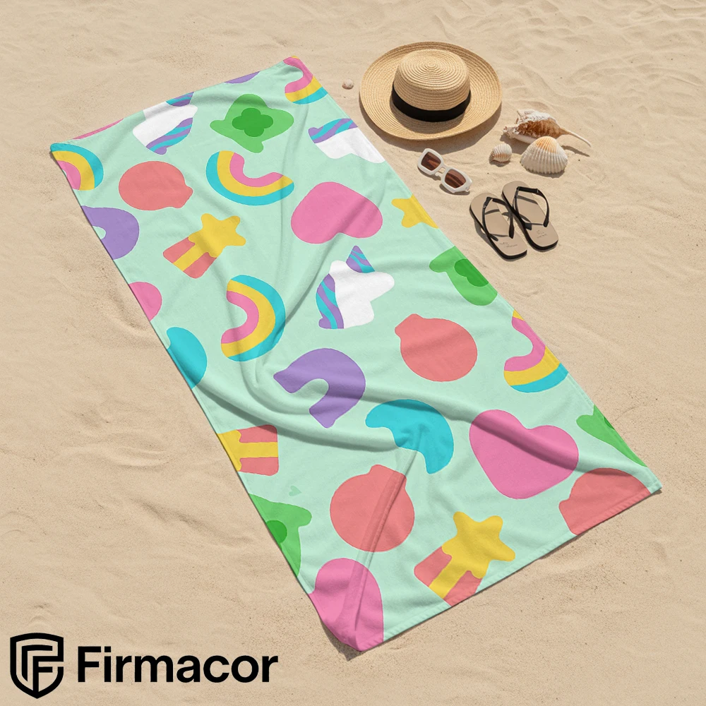 Mint Cute Sticker Cartoon Anime Beach Towel Microfiber Quick Dry Super Absorbent Soft Bath Towel for Kids Adults Travel