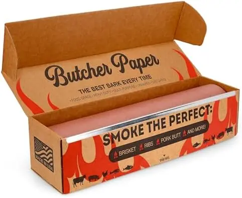 

Bryco Pink Butcher Paper Roll 18"x175' with Dispenser – Food-Grade, Unbleached, USA Made for BBQ & Smoking