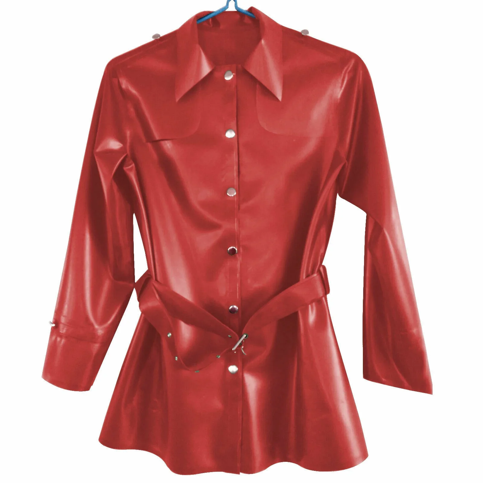 

Ganzanzug Lapel shirt Top Latex Uniform 100% Rubber Cosplay Catsuit Kostüm XS-XXL