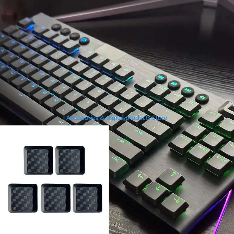 77JD 5Pcs Gaming Carbon Fiber Keycap Low Profile Nonslip Texture Cover Cap for G915/G813/G815/G913 TKL Keyboard view 3