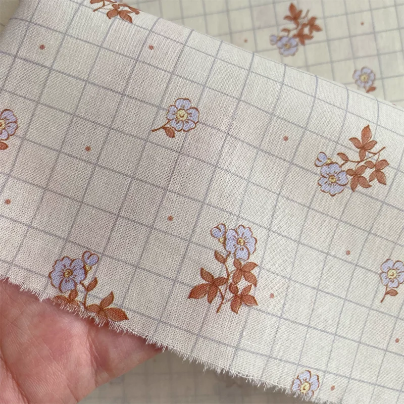 

145cm*50cm Cotton Fabric Checkered Floral Cotton Handmade DIY Shirt Dress Headband Fabric