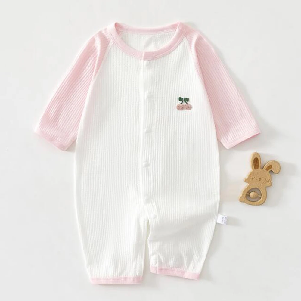 

Newborn Clothing Summer Baby Girl Rompers Long Sleeve Cotton Thin Patchwork Air Conditioning Infant Boy Jumpsuit