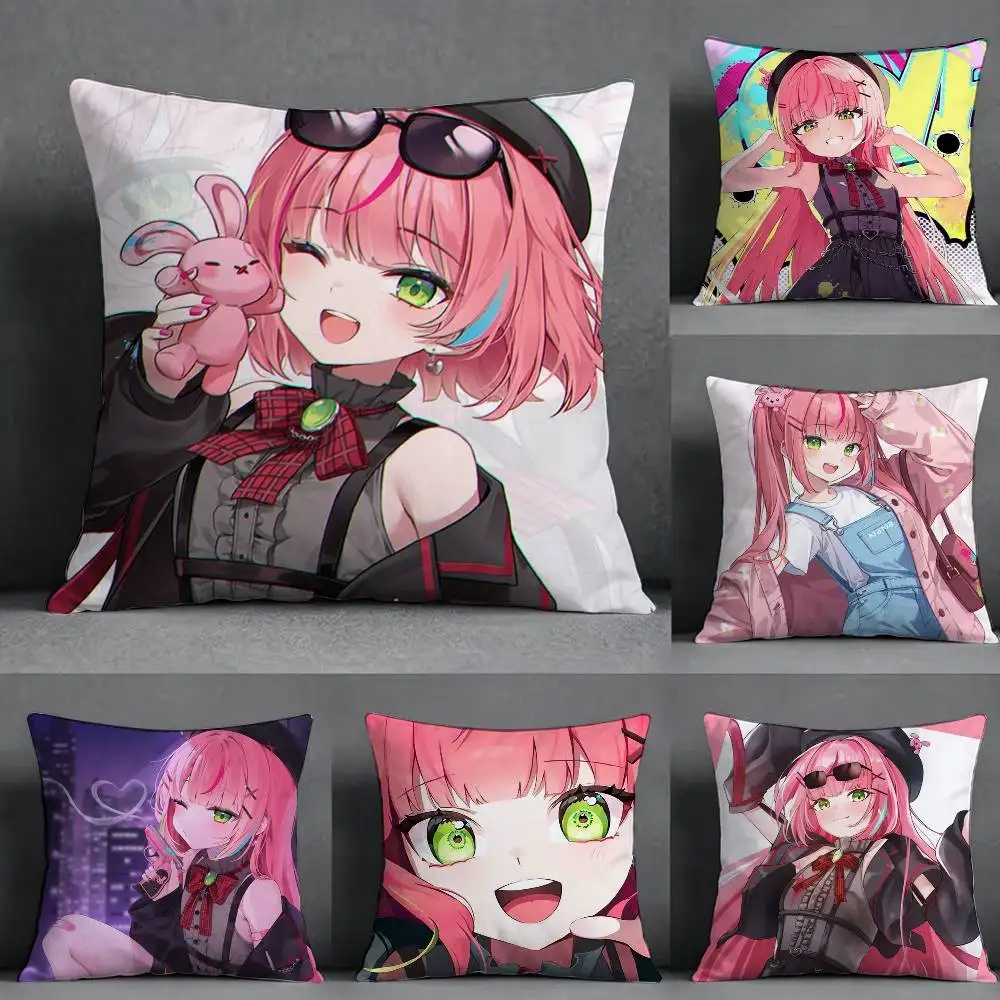 V-Vtuber StelLive H-Hanako Nana Pillow Case Square Double-Sided Sofa Cushion Cover Bedroom Bedside Pillow