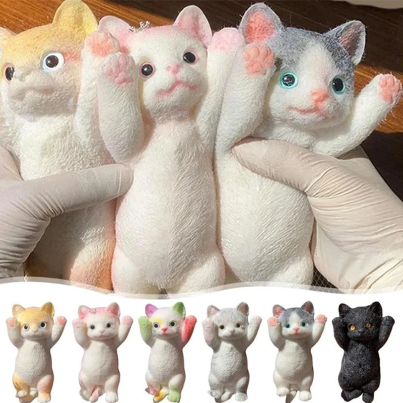 Cat Taba Squeeze Silicone Fuzzy Super Big Cat Kitten Handmade Squeeze Toy Mochi Toy Hand Relax Stress Release Gift