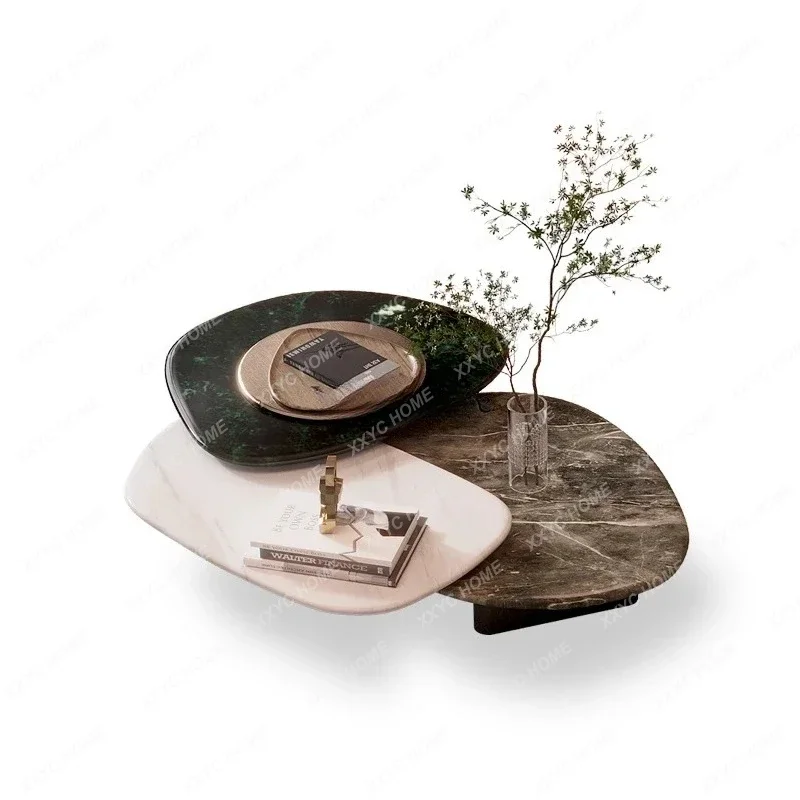 LNatural marble coffee table  minimalist light luxury high-end special-shaped luxury stone coffee table