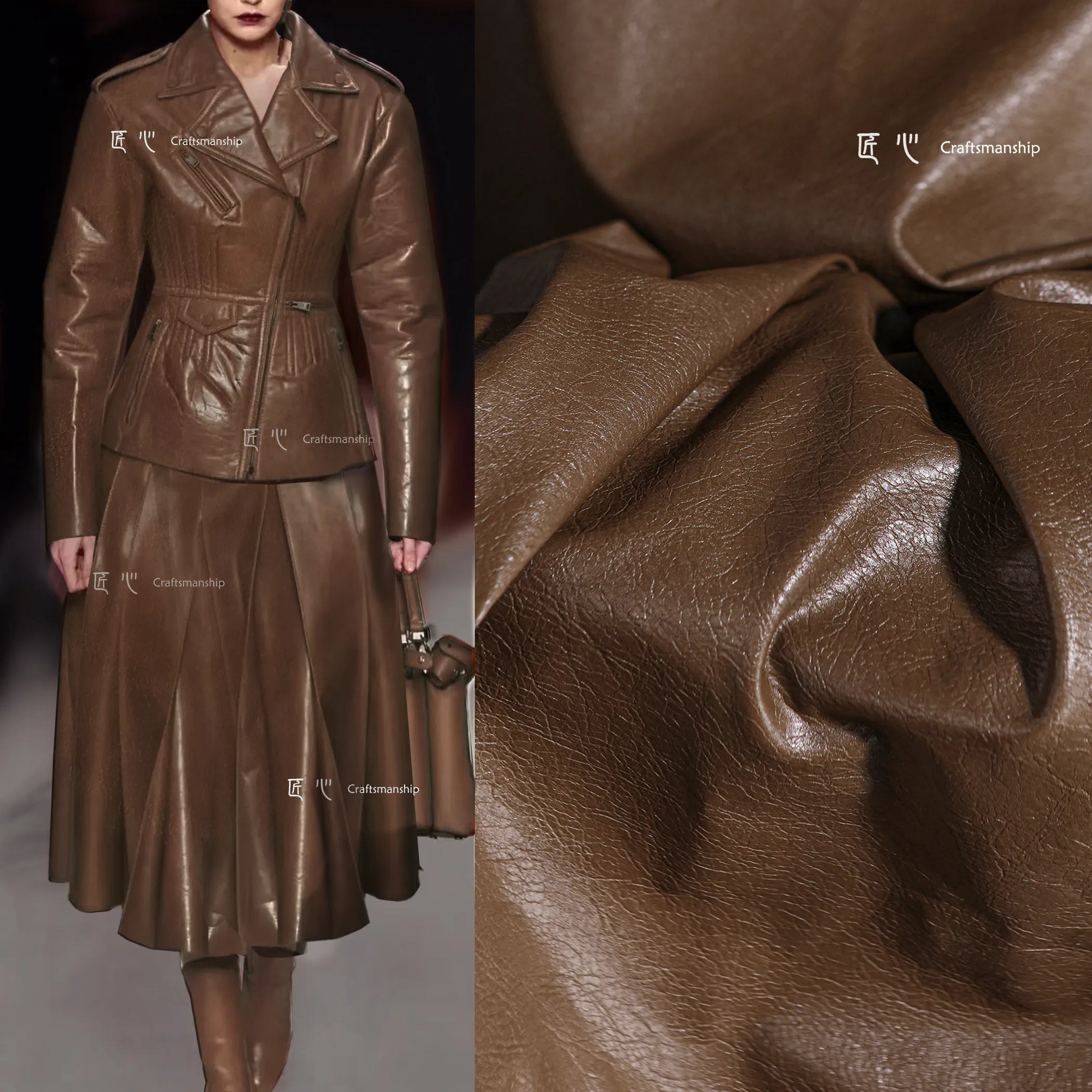 Schwarzes Rindsleder-Texturleder, Retro-Simuliertes Leder, Kreatives PU, Handgefertigtes DIY-Taschen- und Kleidungsdesigner-Gewebe – Detail 1