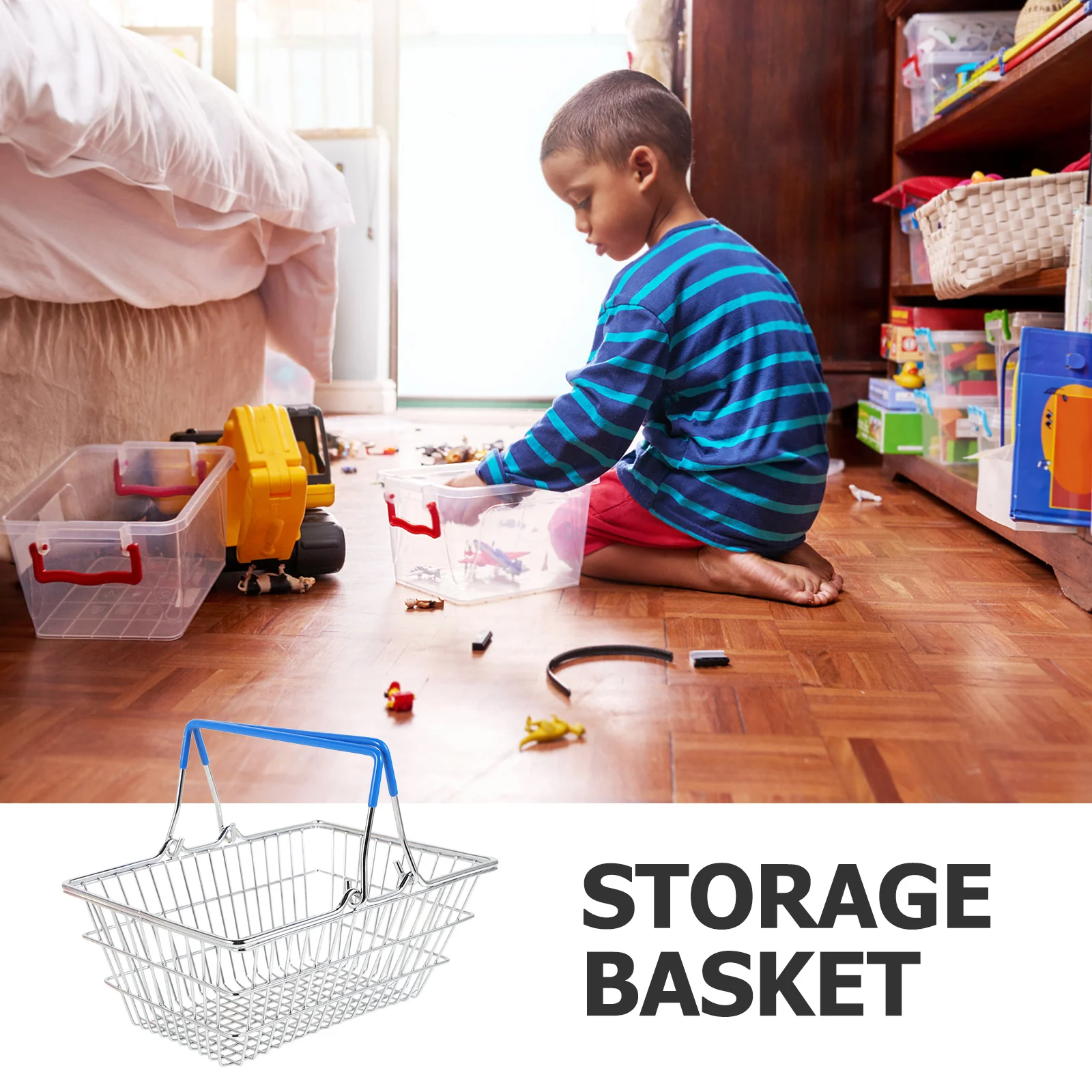 

Mini Shopping Kids Iron Design Storage Organizer Dollhouse Playhouse Shopping Small Basket Kids Party Favor Basket