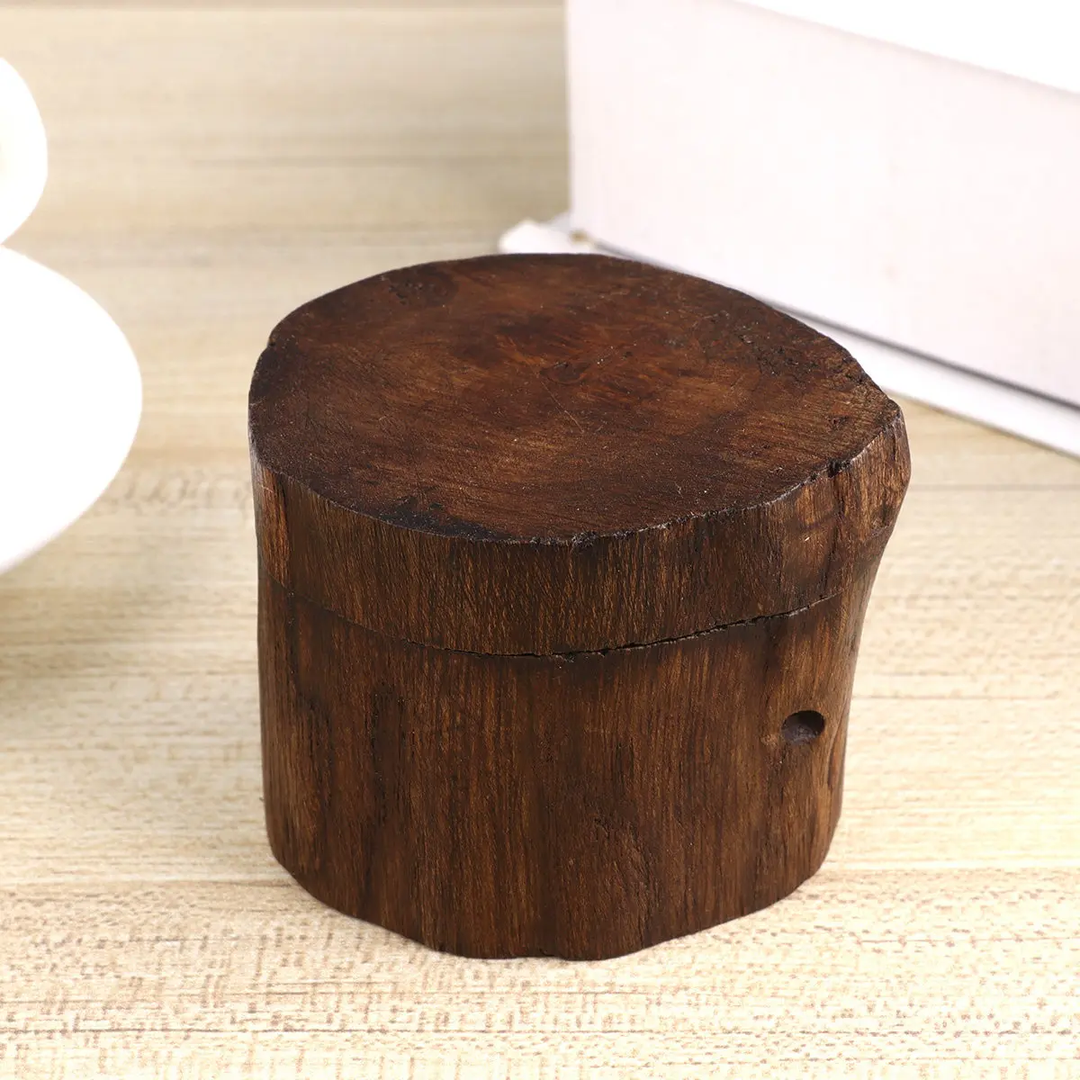 

Round Jewelry Storage Box 1pc Wooden Organizer Case Vintage Style for Rings Bracelets Earrings Display Trinket Treasure Box