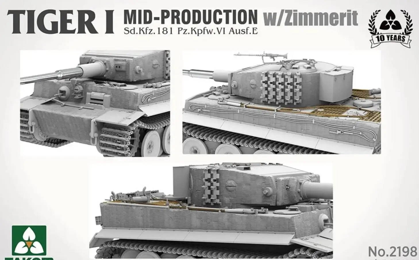 Natiom-zimit、Tiger i、Mid Production、1/35スケール、2198を搭載したプラスチックモデルキット