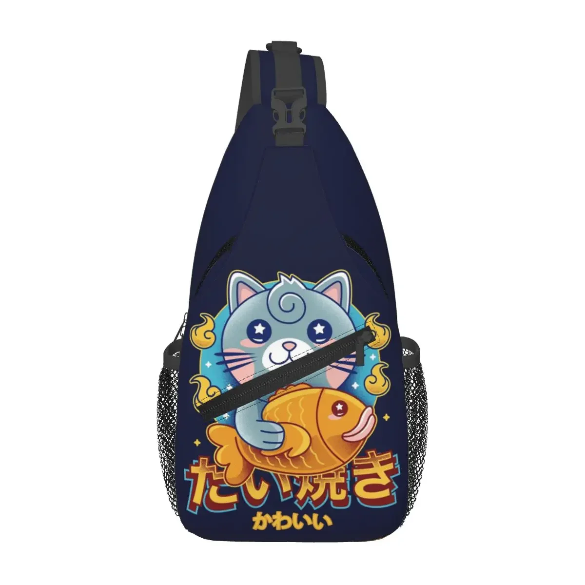 

Maneki Neko Taiyaki Chest Bag Men Sling Crossbody Backpack Chest Bag Travel Hiking Daypack Shoulder Bag