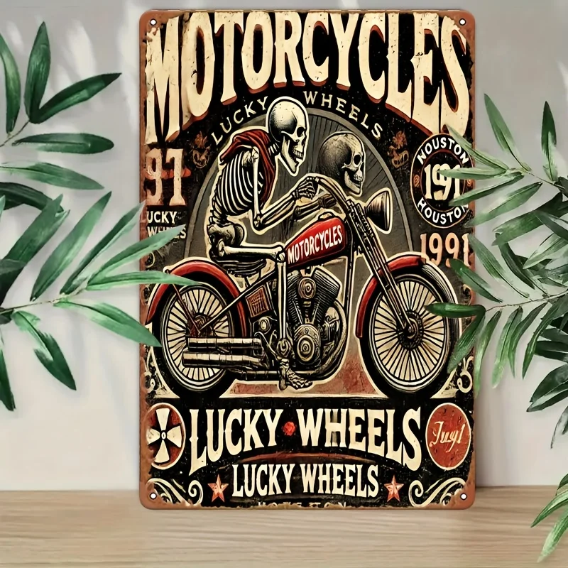 wall art Davidson motorcycle retro tin painting decorative artwork, durable and rust-proof, easy to operate, hang, suitable for