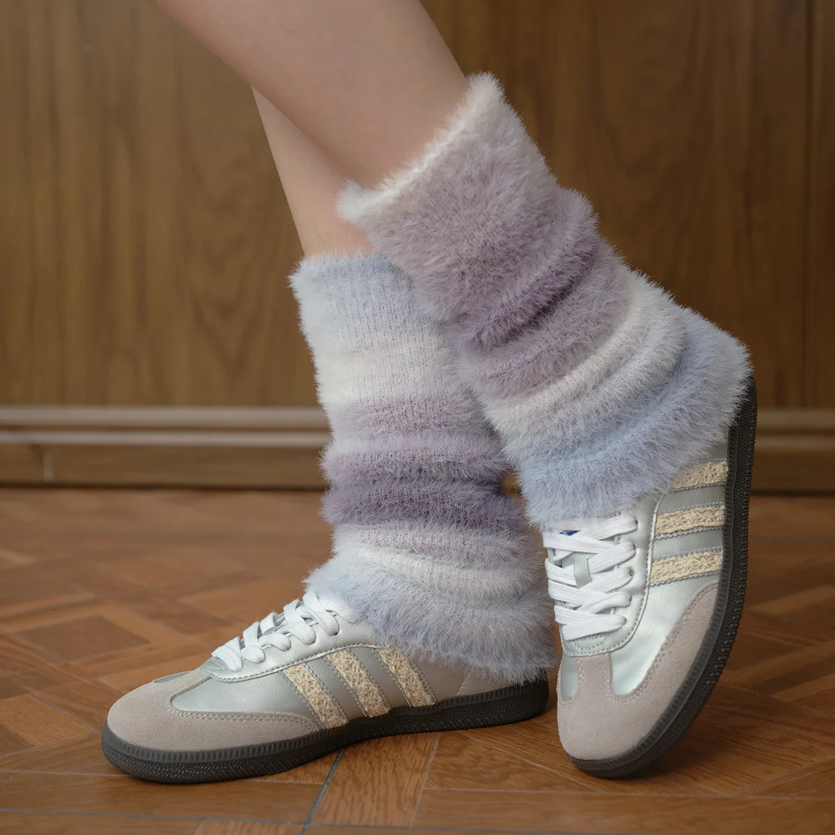 Scaldamuscoli in maglia sfumata di visone finto Donna Primavera Autunno Maniche al polpaccio irregolari in stile giapponese Y2K【Multi colori】