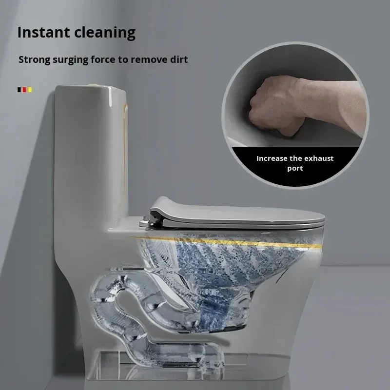 【Best-selling】Modern Simple Dual-Flush Ceramic Gray Toilet Sanitary Ware With Deodorant Siphon One Piece Toilet For Household Ba