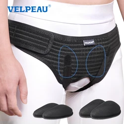 VELPEAU Hernia Belt for Single/Double Groin Pain Relief, Inguinal Hernia Support Belt with 4 Removable Compression Pads