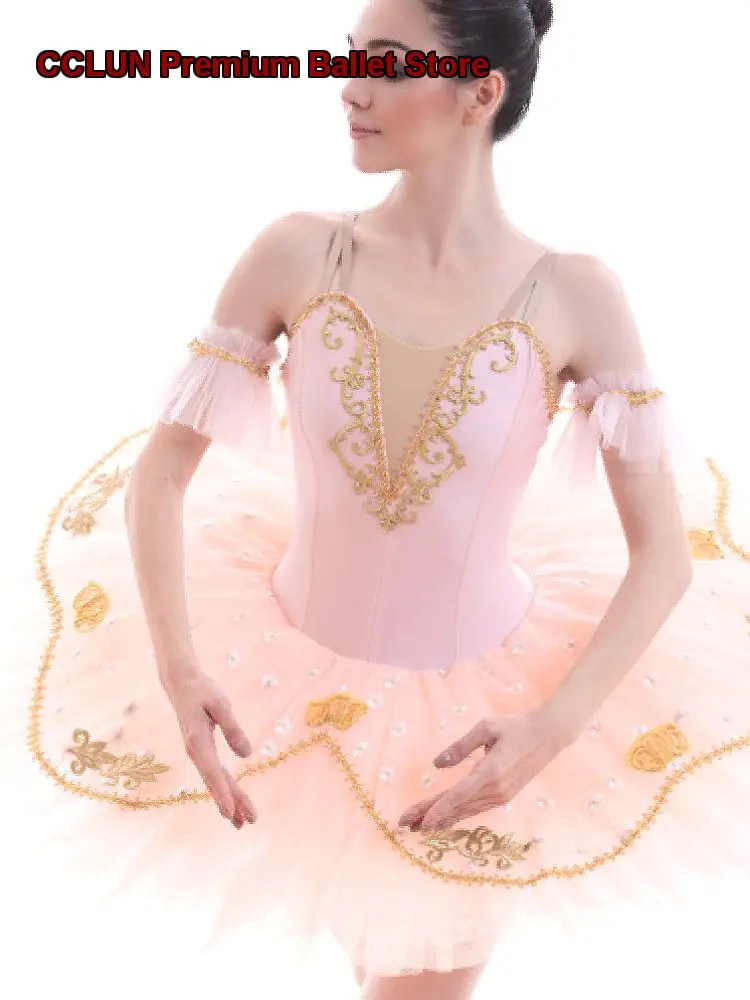 Adult Professional Ballet Tutu Competition Pink Performance Costume for Kids