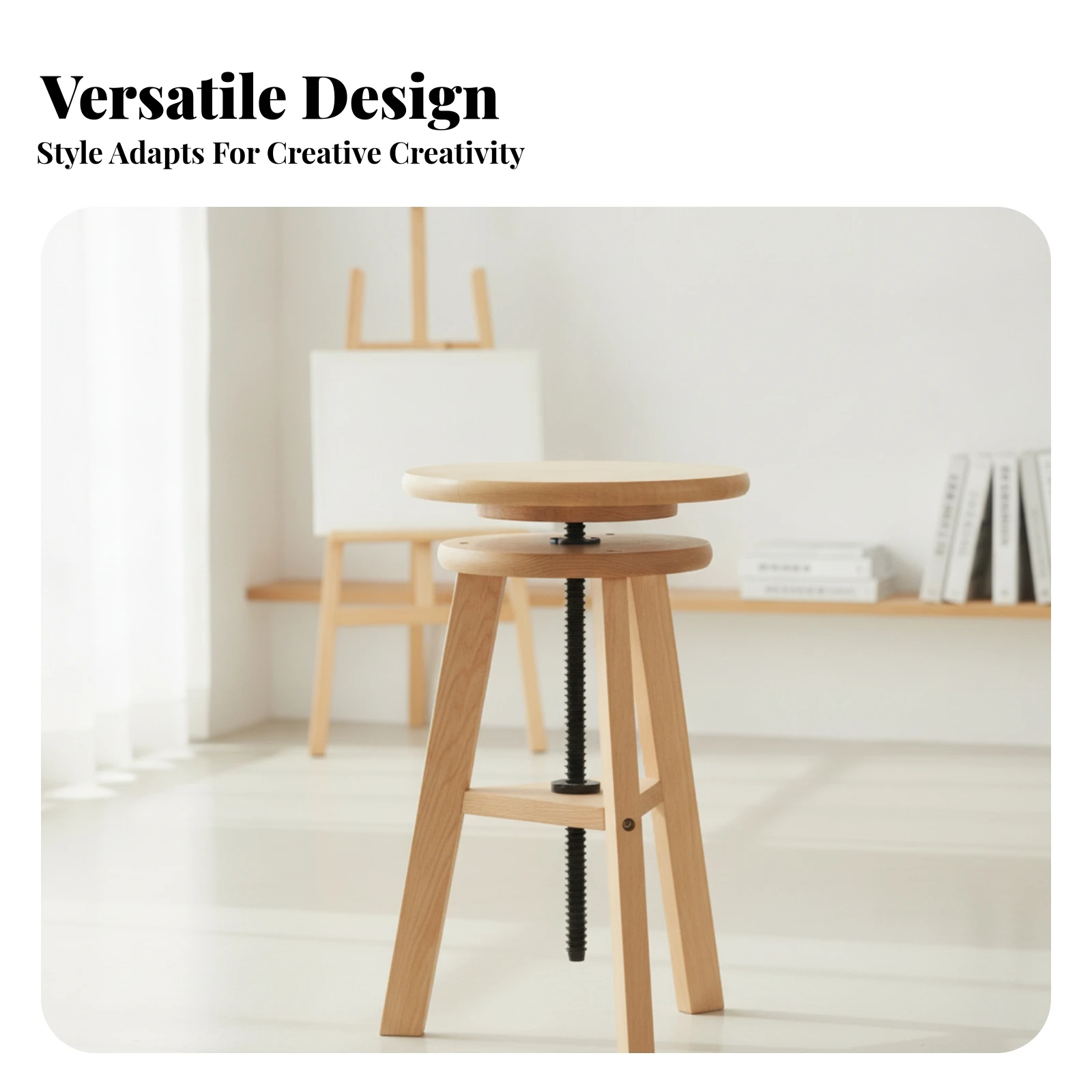 Artist Stool with Adjustable Height Sturdy Drafting Stool with Adjustable Height Furniture Long-Lasting Compact for Artists