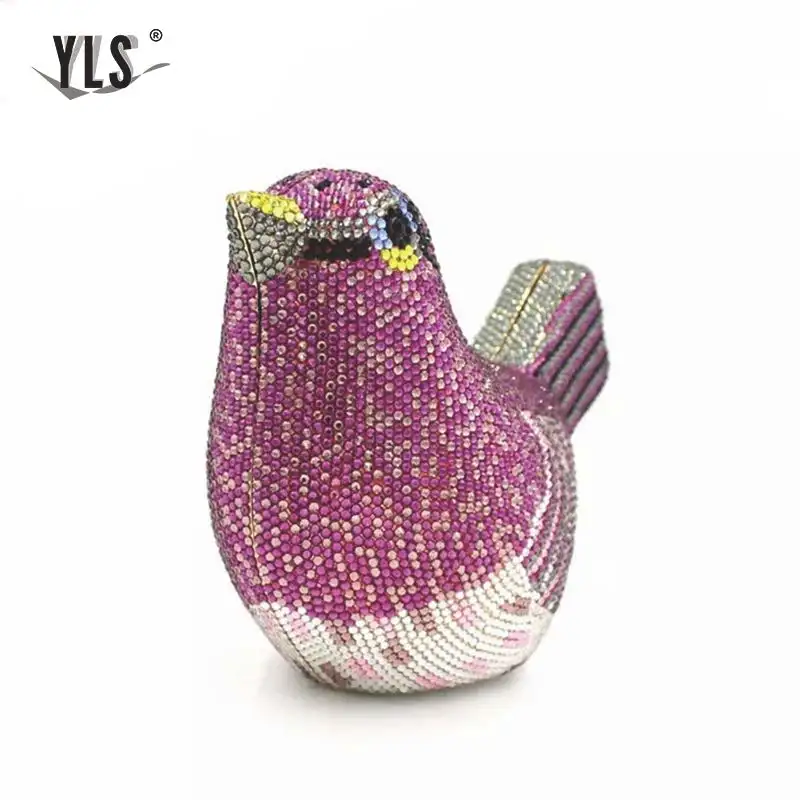 Bird Evening Bags Clutches  Bird Design Rhinestone Diamond Box Clutch Evening Bag Women Handbags YLS-A15