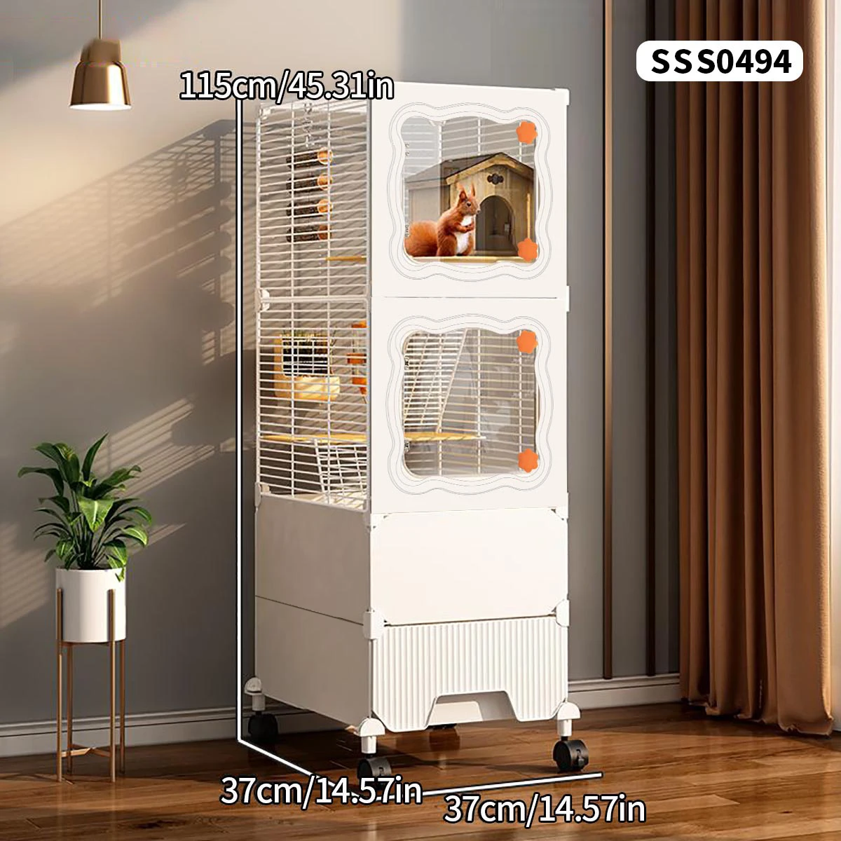 Squirrel Cage with Movable Drawer-Type Toilet, Large Size for Home Use, Indoor Small Pet Cabinet Cage, Luxury Villa House for Sugar Gliders and Fancy Mice