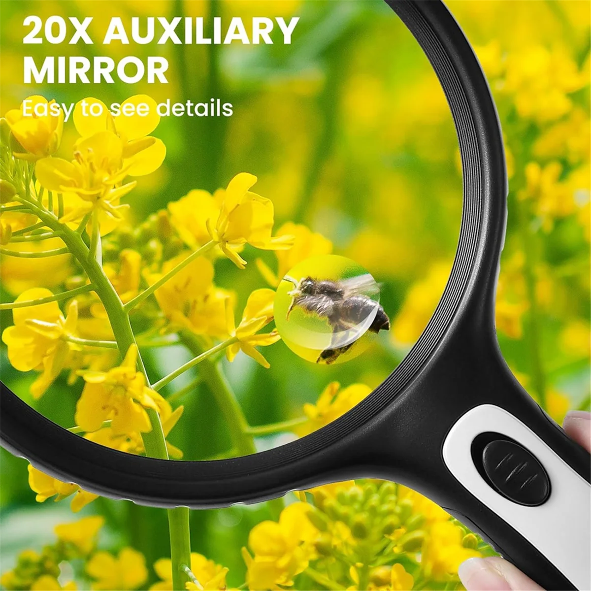 A99U Magnifying Glass with Light,10x 20x Handheld Magnifying Glass with 4 LED High Brightness Lights, for the Elderly to Read