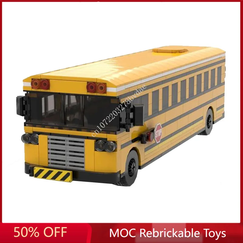 

670PCS MOC Speed Champions City Traffic School Bus Model Building Blocks Bricks DIY Creative Assembly Kids Toys Holiday Gifts