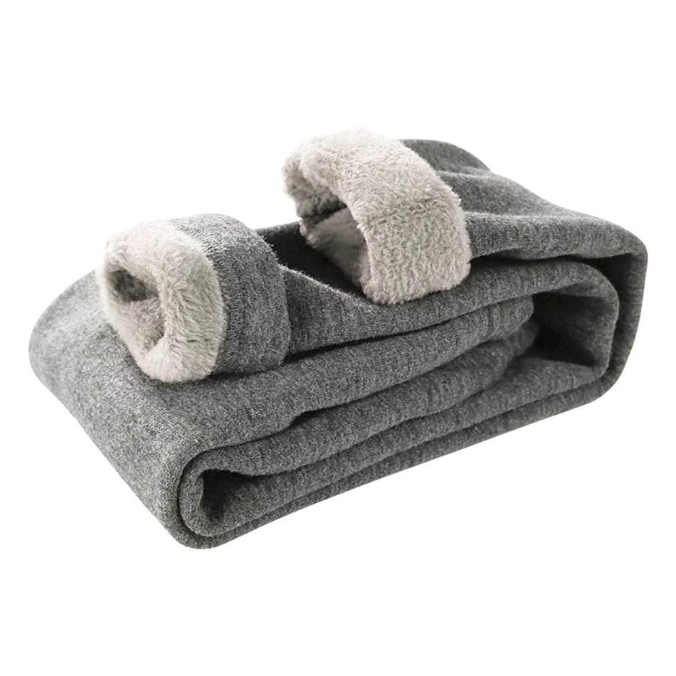 

Girls Winter Fleece-Lined Thermal Pants Kids Thickened Soft Warm Stretch Solid Color Outdoor Leggings Children Casual Bottoms