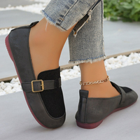 2025 Women's Wide Suede Flat Shoes Women's Button Round Head Slippers Women's Plush Lefu Shoes Fashion Versatile Women's Shoes
