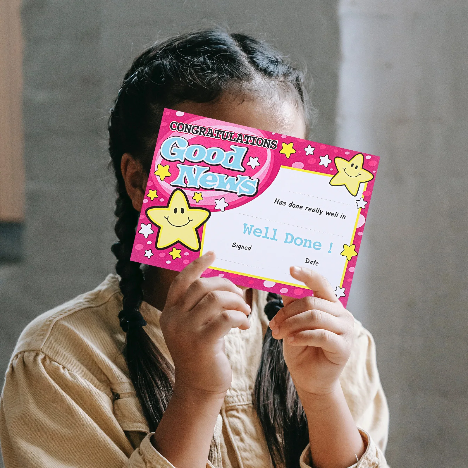 

100 Student Award Certificates Thickened Colorful English Printing Paper Completion Award Certificates School Supplies