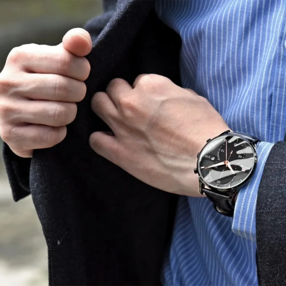 RICOMPENSA 83003M Orologio di lusso in pelle al quarzo Calendario impermeabile Cronografo Orologi luminosi per uomo Reloj Hombre Montres Hommes