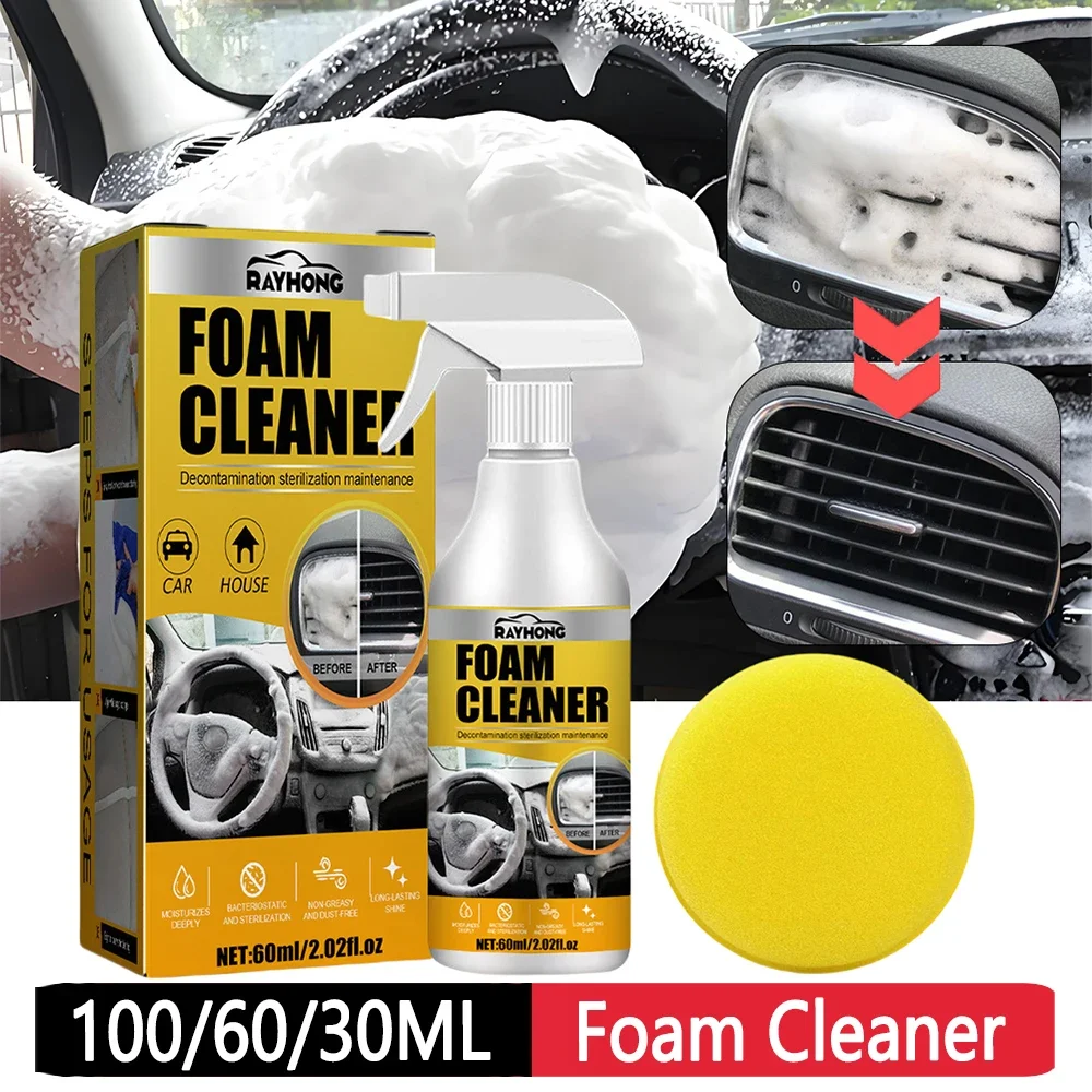 100/60/30ml Car Interior Leather Foam Cleaner Car Interior Strong Decontamination Multi-Ceiling Seat Clean Automobile Cleaning