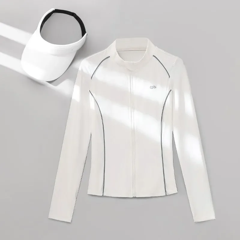 Women's Quick Dry Sports Jacket Slim Fit Long Sleeve Running Gym Yoga Workout Top Casual
